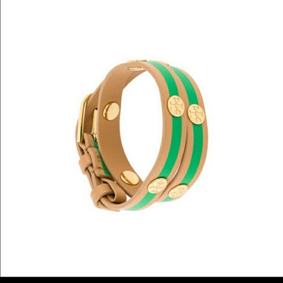 Tory Burch Preppy Green and Tan Leather Wrap Braclet 💚⭐💚⭐💚⭐ - Picture 5 of 7